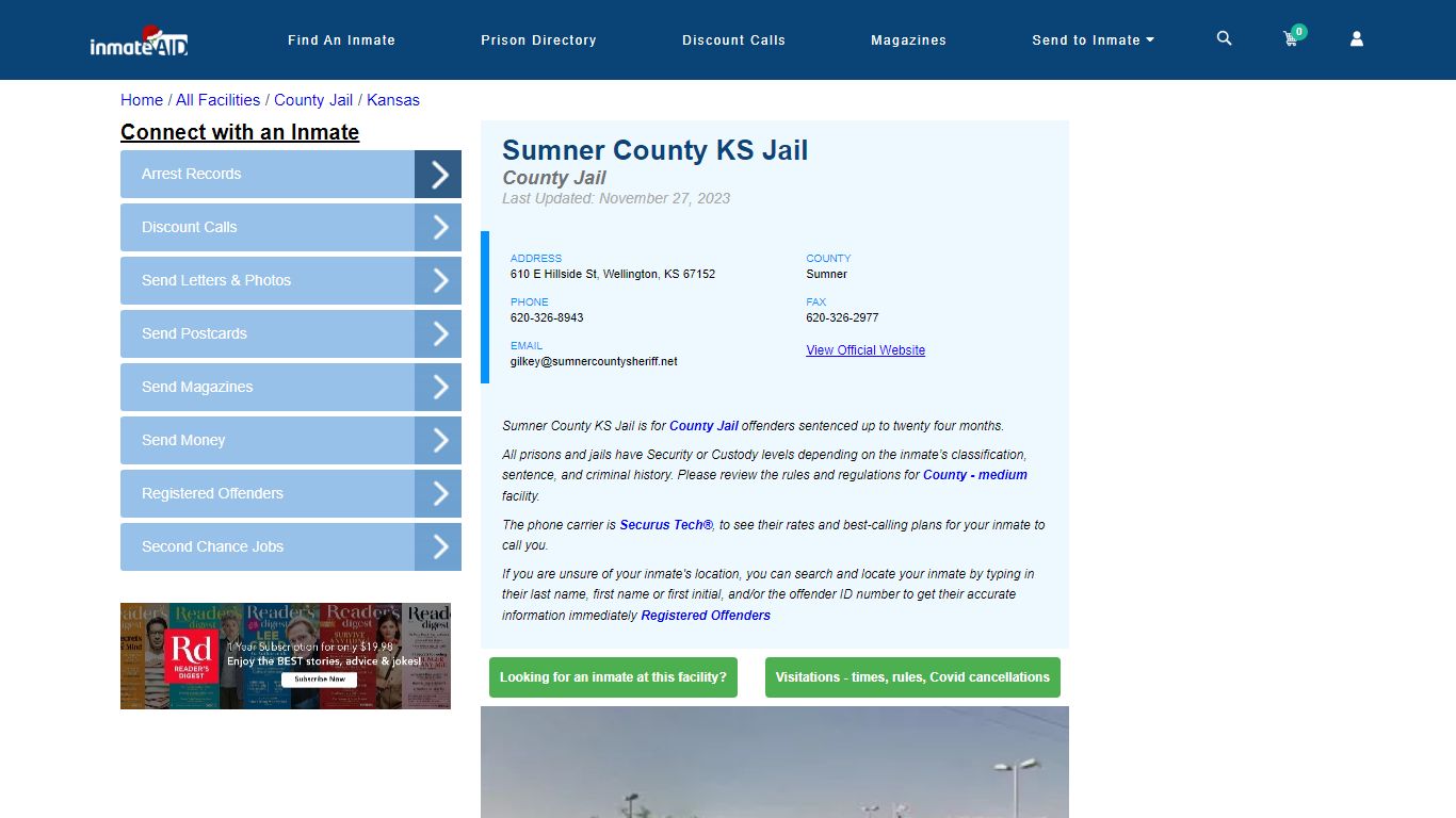 Sumner County KS Jail - Inmate Locator - Wellington, KS