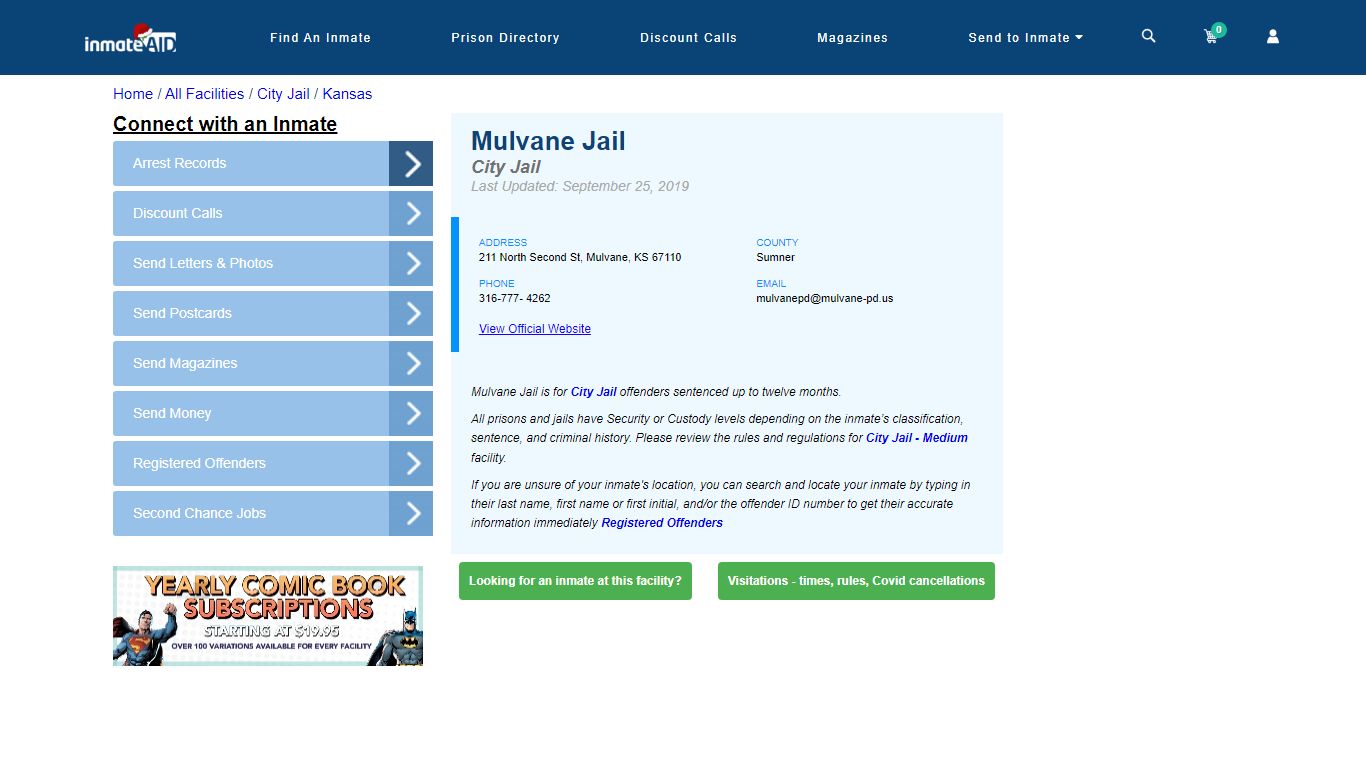 Mulvane Jail | Inmate Locator